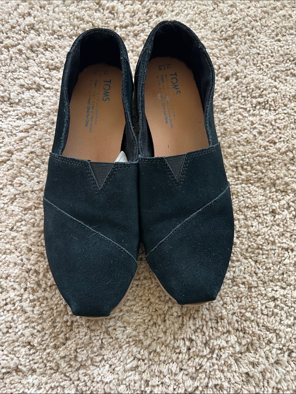 TOMS Black Suede Slip-On Espadrille Flats